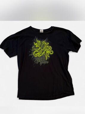 Black Graphic Tee with Lime Green Print - Unbranded
